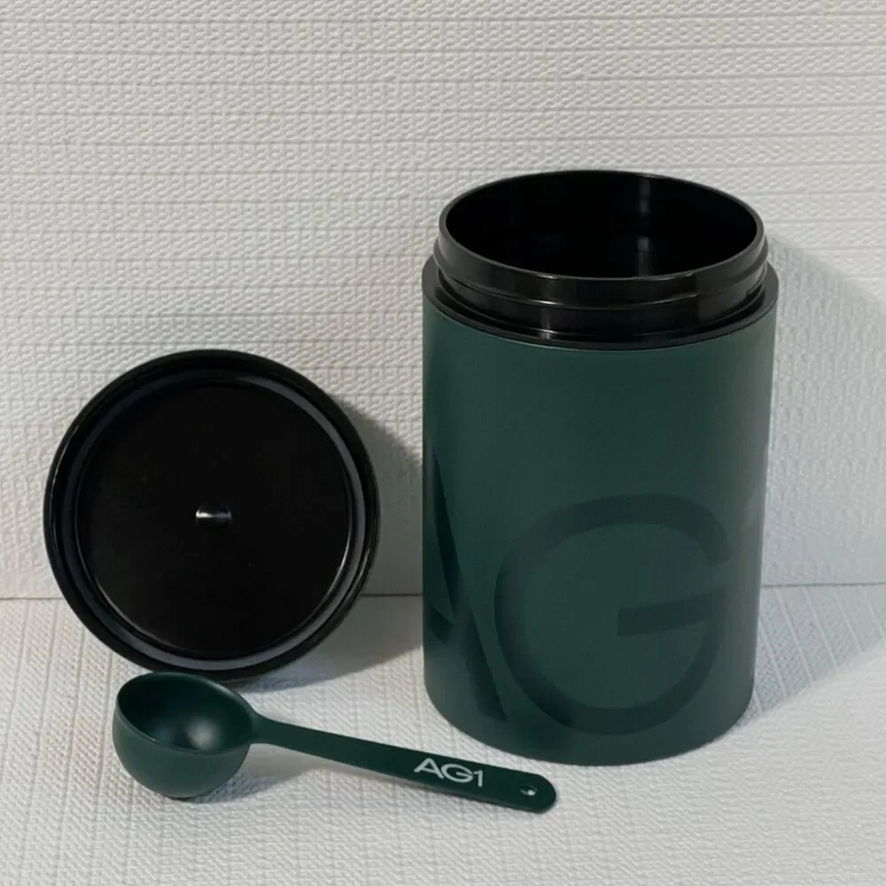 AG1 Athletic Greens Stainless Steel Canister 1TBSP Scoop Green Empty Container